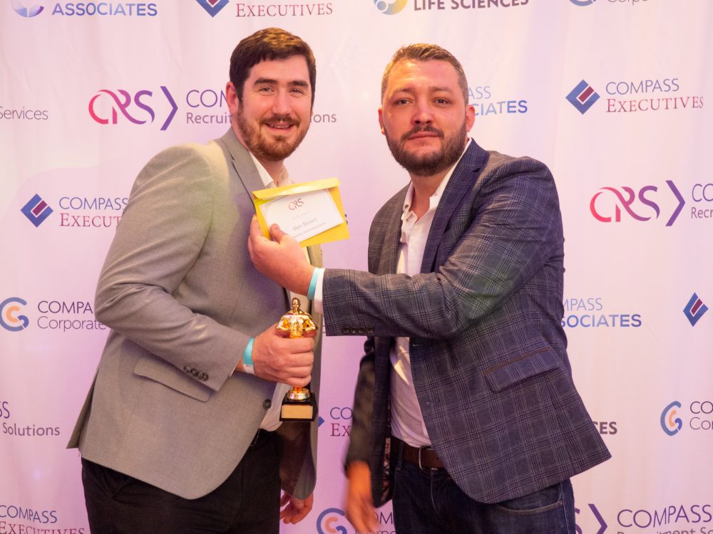 Ben Brown and Stuart Cousins pictured holding the Flexibility & Adaptability CRS Core Values Award