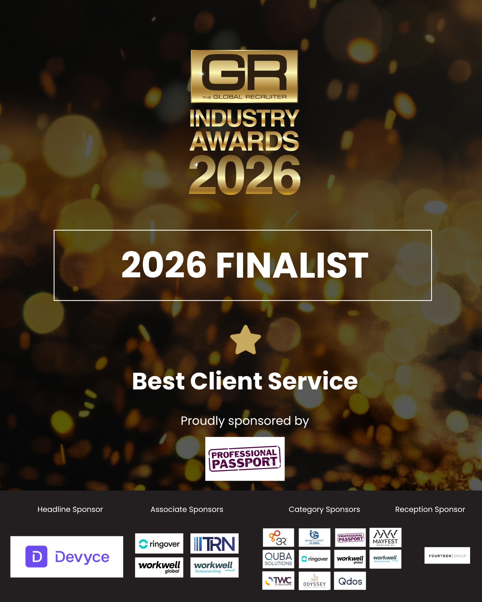 Finalist at Global Recruiter Awards for Best Client Services